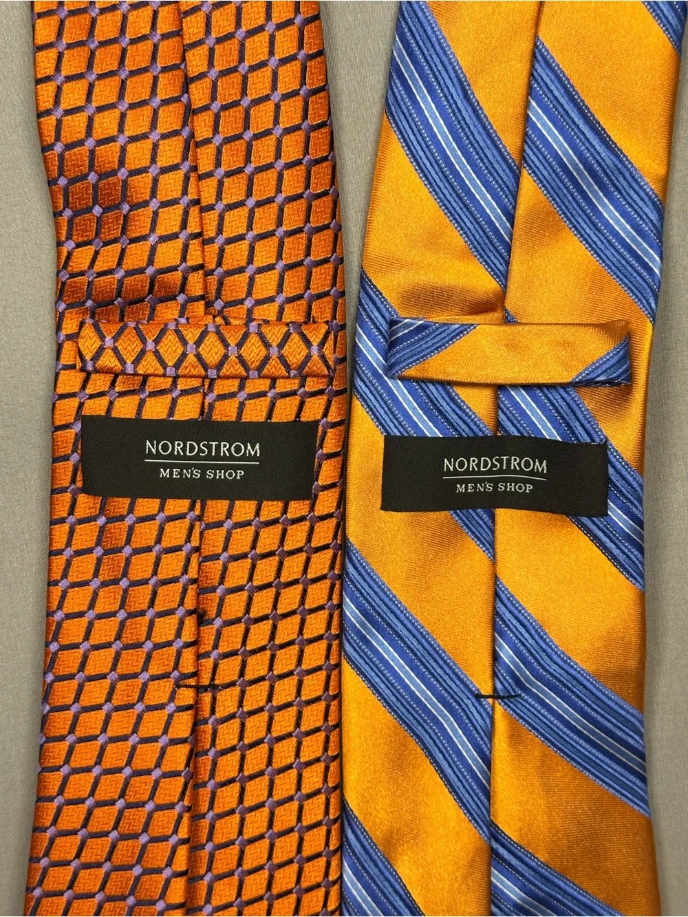 Set of 2 Nordstrom Men's Shop Silk Ties - Orange and Blue Print
